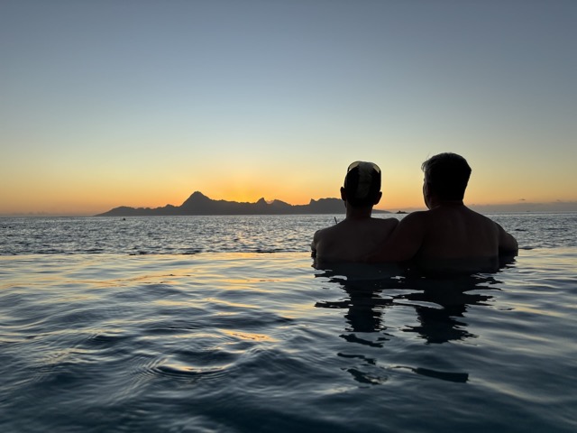 James and Myke looking out towards Moorea