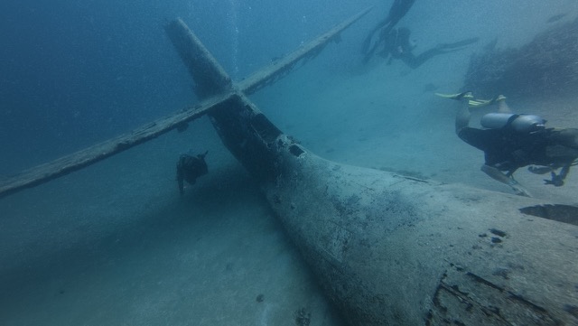 Aft of the plane