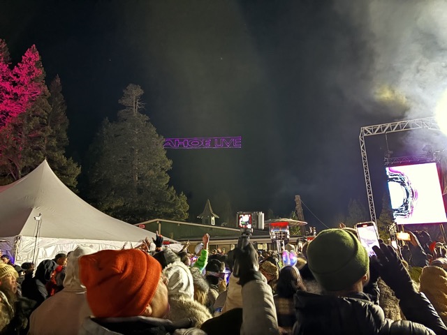 Tahoe Live in laser on the side of the mountain