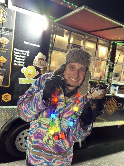 Getting ice cream in a waffle cone!