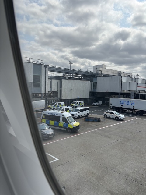 Arrived in London to be greeted by a bunch of police vans