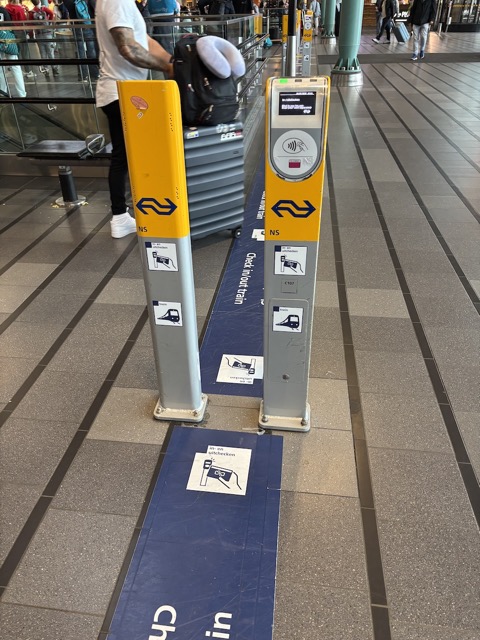 Tag-off bollards in the Amsterdam airport for the train