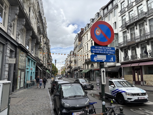 Street with Belgian flags