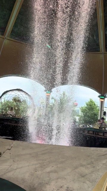 Water flowing from the fountain