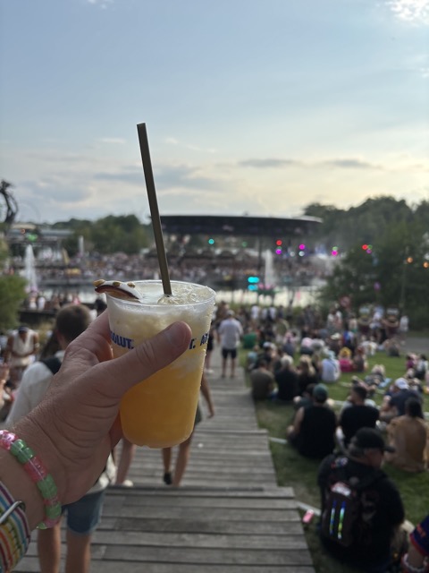 Enjoying a pornstar martini, looking onto the Crystal Garden