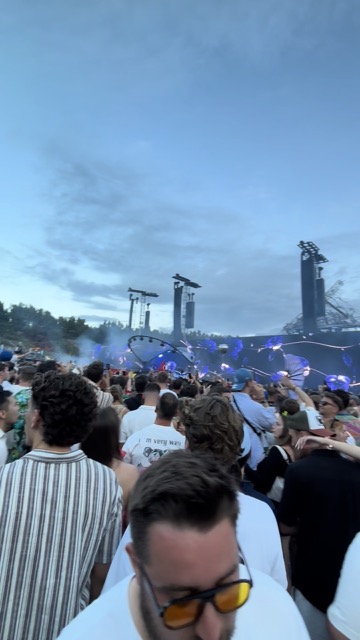 Brennan riding Jared's shoulders during Where Are You Now by Lost Frequencies