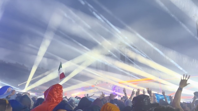 Fisher performing MGMT's Kids in the rain