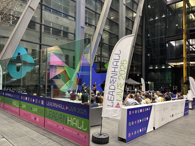 When I left the office, there was a little concert going on at the office building next door