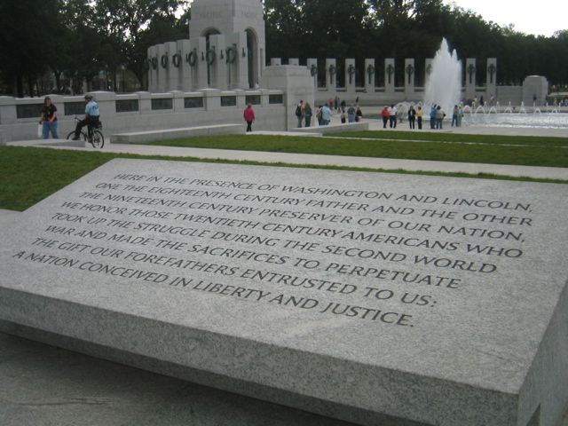 Here in the presence of Washington and Lincoln...