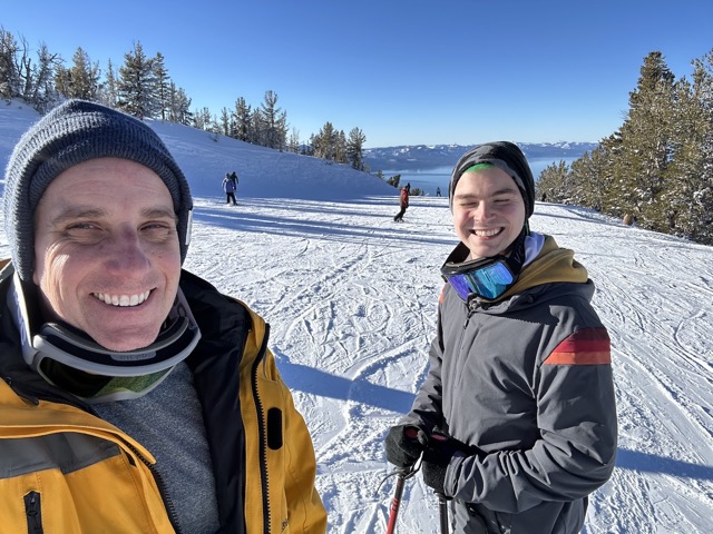 Myke and James skiing at Heavenly