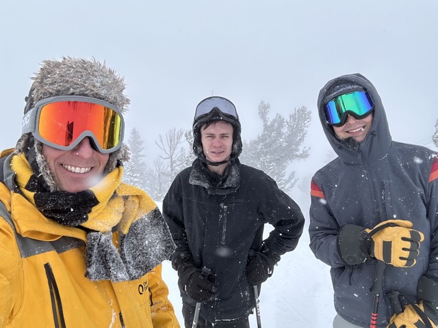 Myke, Harris, and James skiing at Heavenly
